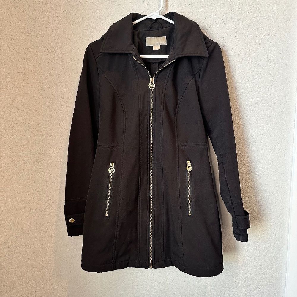Michael Micheal Kors Black Soft Fleece Lined Full Zip Hood Winter Coat - Size XS